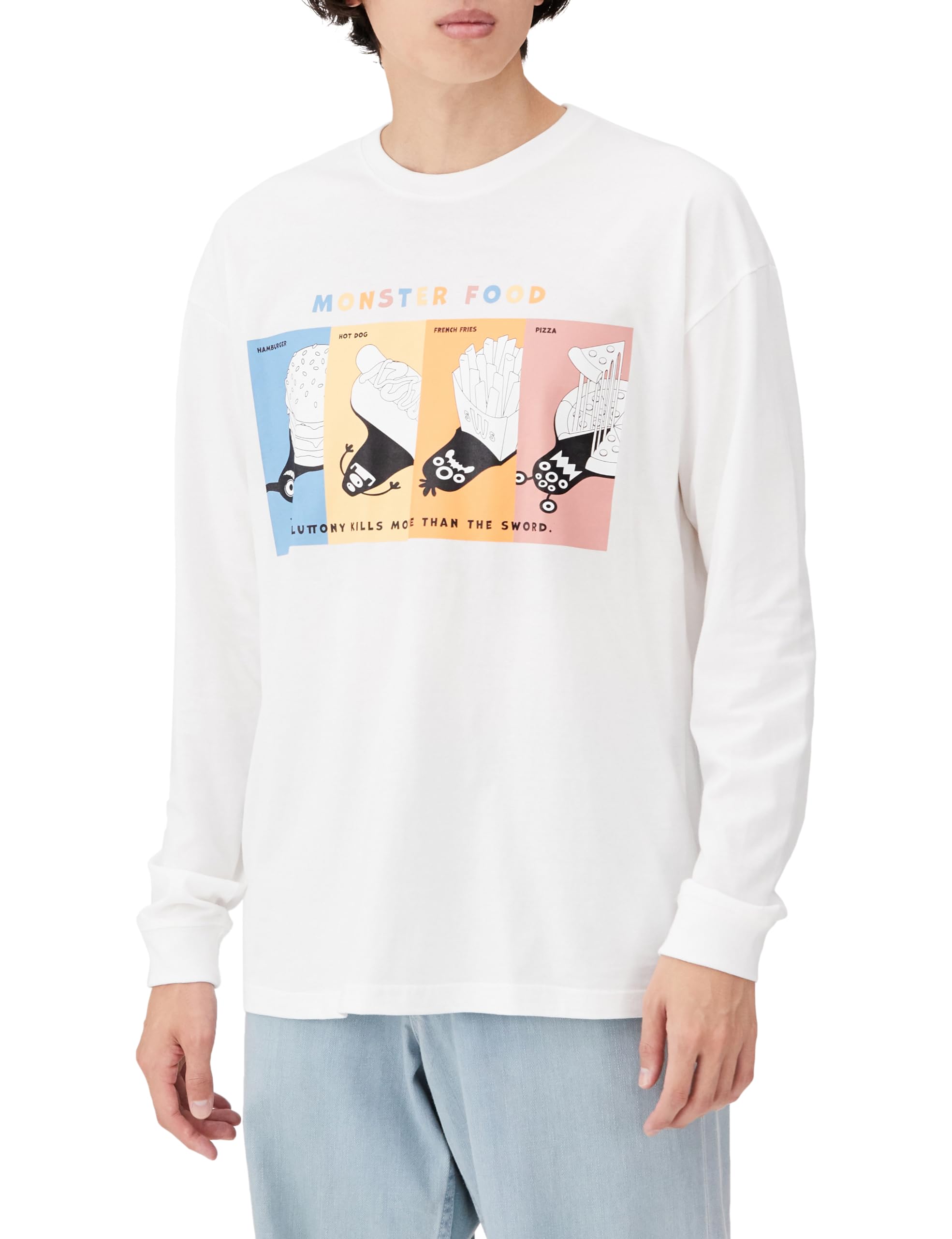 

IMPROMES SIDEWAYSTANCE Monster Hooded Long Sleeve T-Shirt, Men s, White, 70163