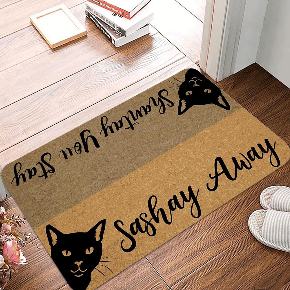 Hi Bye Cat Welcome Funny Doormat for Front Door Mat Indoor Entrance,Home Front Door Bathroom Garden Kitchen Decor