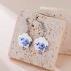 COOLTIME Plum Blossom Earrings Chinese Vintage Style Blue And White Porcelain Five-Petaled Trendy Earrings for Women
