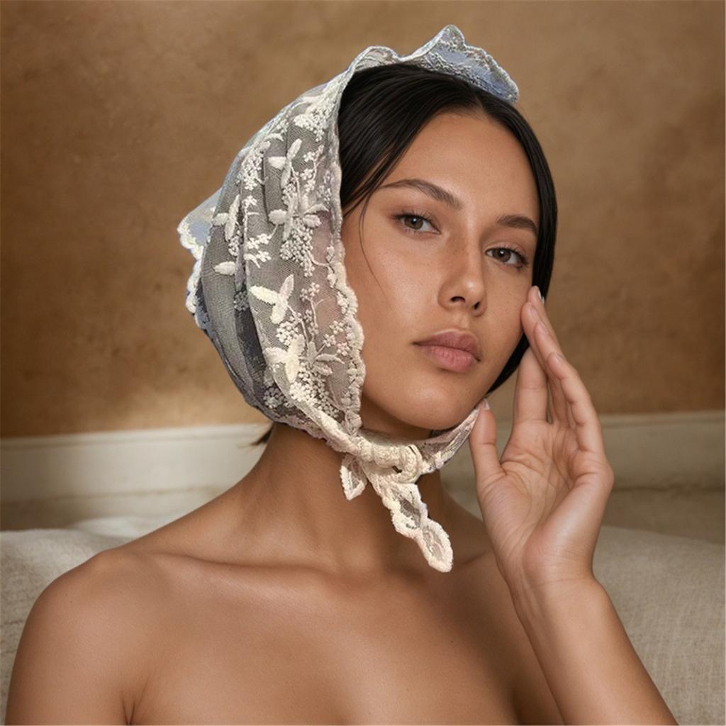 Elegant Lace Head Scarf With/without Lanyard Design Soft and Breathable Headwrap Cloth for Fashion Forward Women