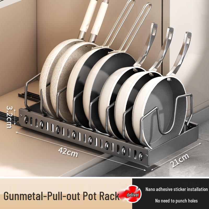Adjustable Pull-Out Kitchen Organizer: Dish Rack, Pot & Pan Storage, Under-Cabinet & Countertop Holder