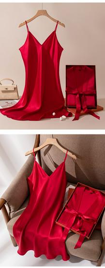 Silk Red Wedding Pajamas for Couples - Newlywed Set In Gift Box