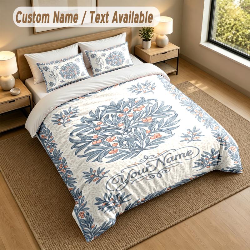 Autumn Harvest Theme Personalized 3Pcs Bedding Set Custom Text & Name 1 Sheet 2 Pillowcases Household Bedding 1pc