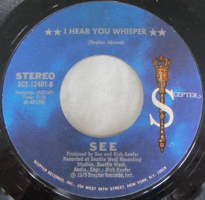 7inch Record SEE - Bicycle / I Hear You Whisper SCE12401 Scepter Records 1975 US Rock Used