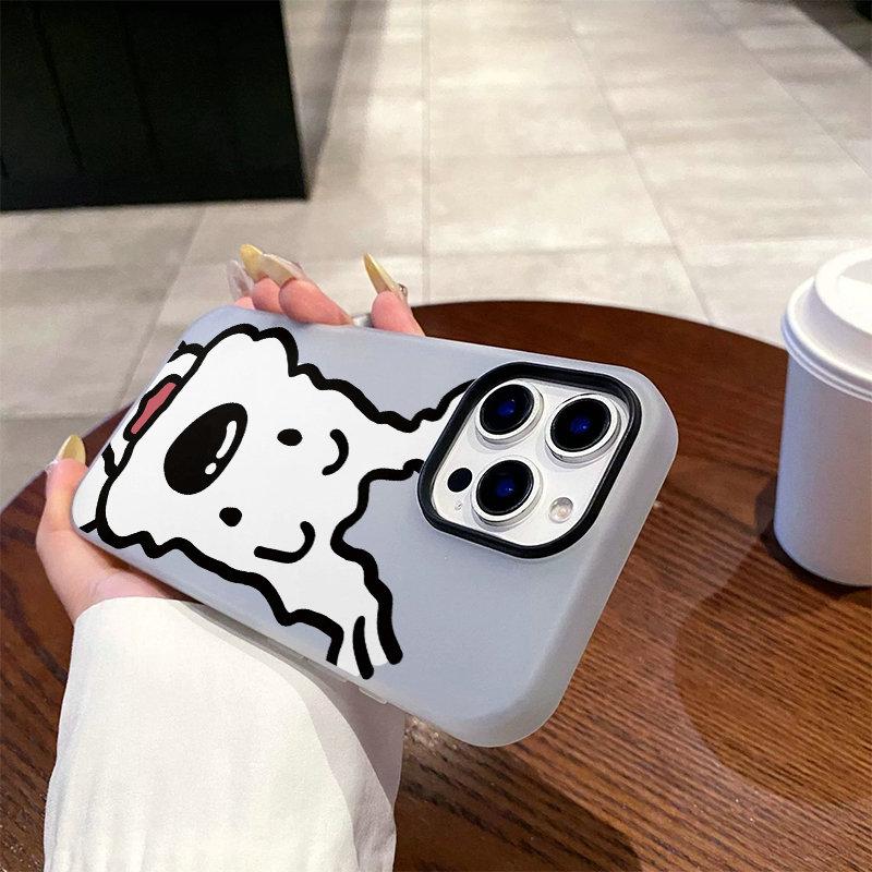 

Cute Dog Patterned Matte Frosted Skin Feel Casing PC+TPU 2in1 Cartoon Printed Protective Cover Soft Back Case iPhone 7 / iPhone 8 чёрный