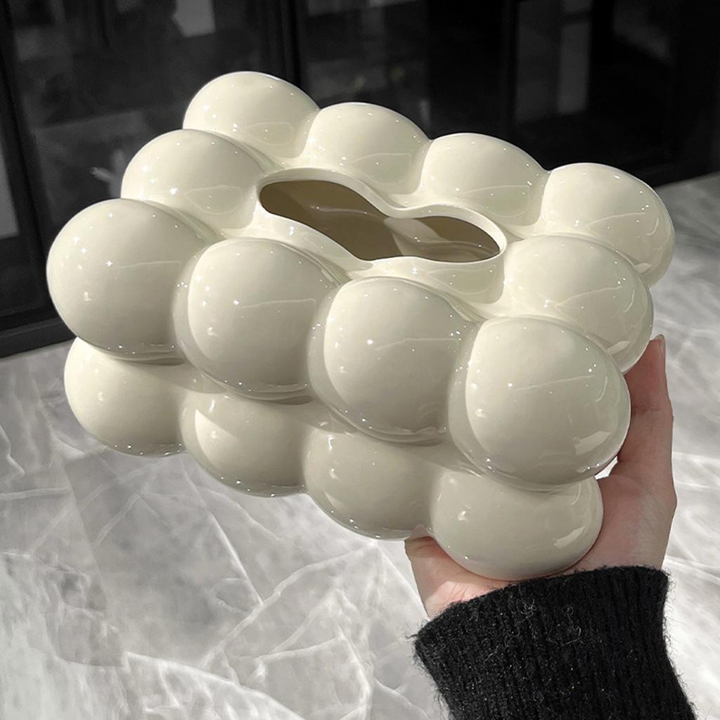 Facial Tissue Holder Non Slip Ceramic Tissue Box Cover Tissue Dispenser for Living Room Home Household Kitchen Countertop