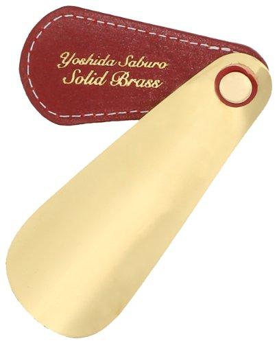 M. Mowbray Mosiężna łyżka do butów z uchwytem ze skóry uzdy, 13" x 13" (Mosiądz), Męski, Czerwony, Rozmiar uniwersalny, Zamówienie specjalne od Yoshida Saburo Shoten