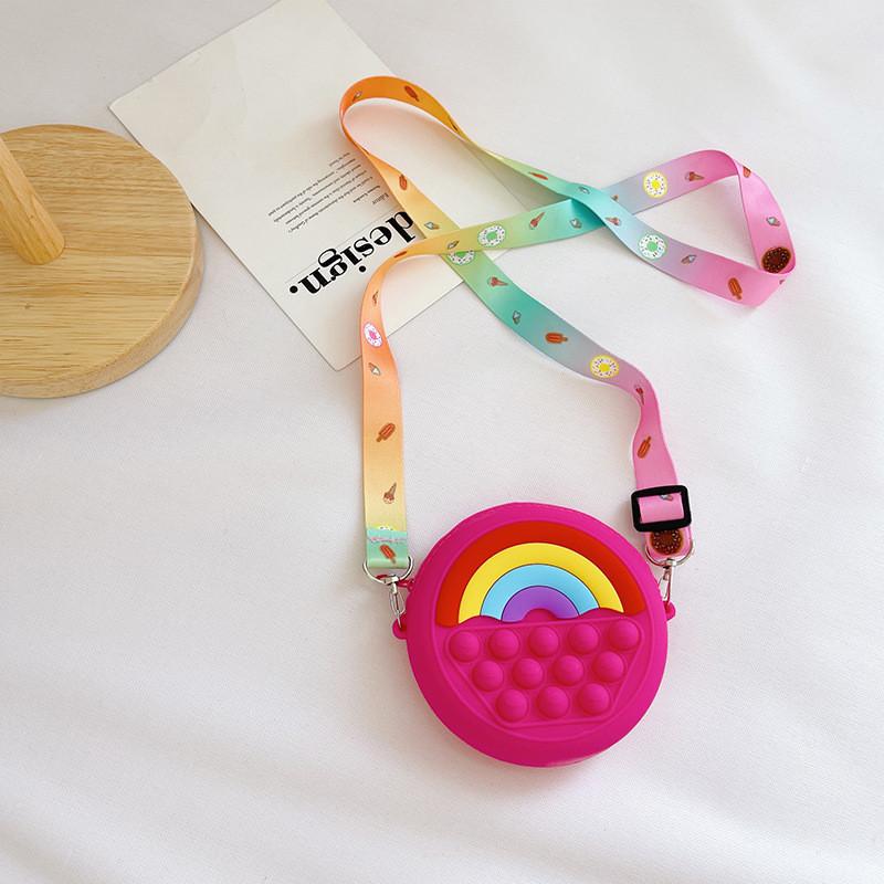 Adorable Silicone Children's Bag Mini Rainbow Crossbody Purse For Kids Unisex
