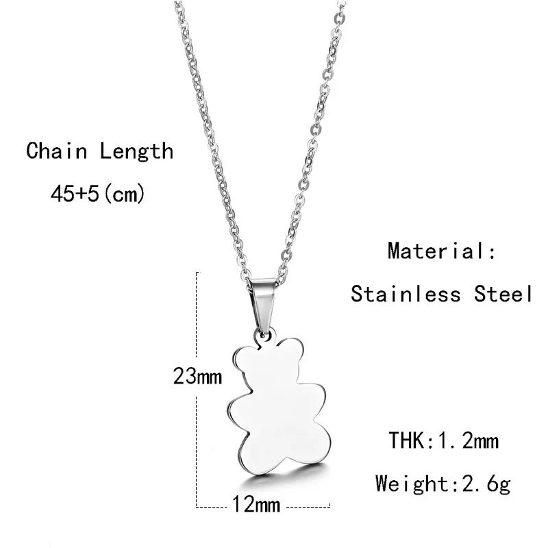 Bear Necklace Stainless Steel Jewelry Fashion Jewelry Fine Silver Color for Women Girls and Valentine Birthday Party Gift Super