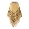 Cape Shawl Knitted Shawl Fur Collar Beaded Fringed Hem Sweater Women