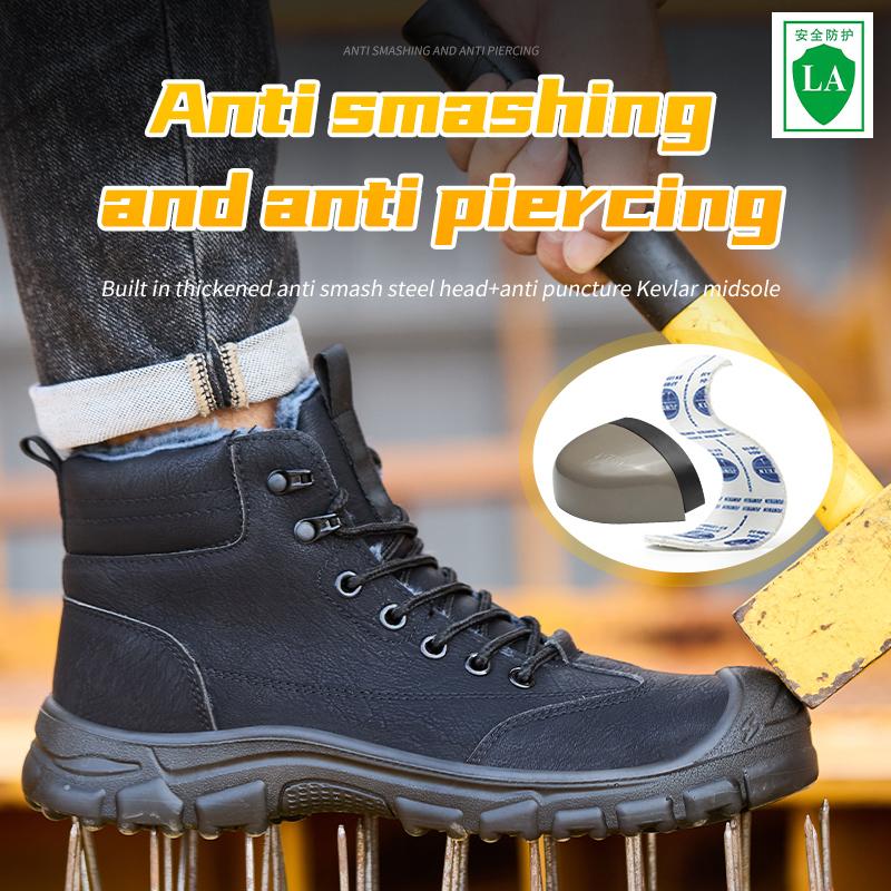 Winter Work Safety Boots Men Women Warm Plush Steel Toe Safety Shoes Puncture-Proof Security Protection Work Shoes Footwear
