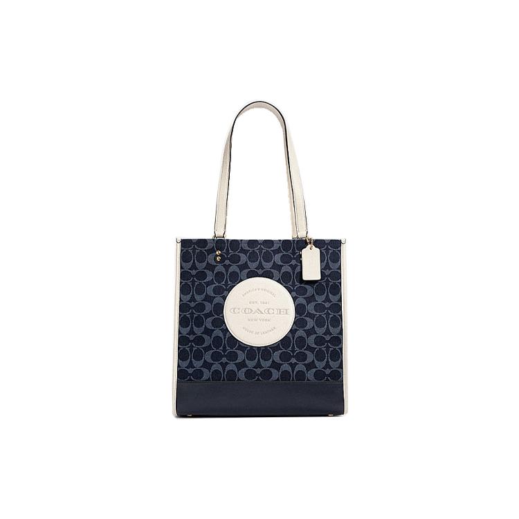 

New COACH Dempsey Fabric With Leather Tote Bag Shopping Bag Handbag Shoulder Bag Women s Monogram Denim C2823-IMDEI 32.5*15.0*30.5CM