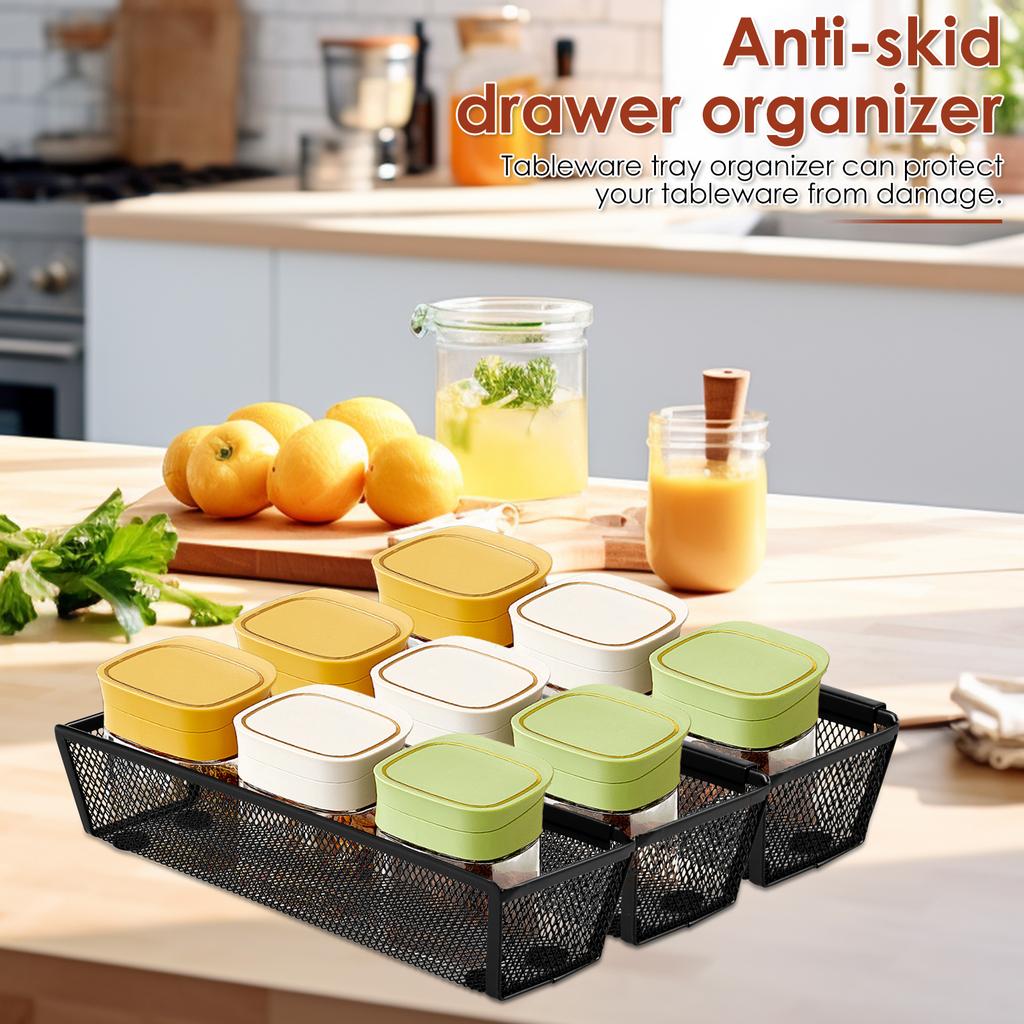 6Pcs Metal Drawer Organizer with Interlocking Arm Nonslip Utensil Organizer Breathable Silverware Drawer Organizer for Kitchen
