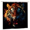 1Pc Angry Tiger Shower Curtain - Bold Colorful Design, 71X71 Inch, Polyester, 12 Hooks, Hand Washable, Modern Bathroom Decor