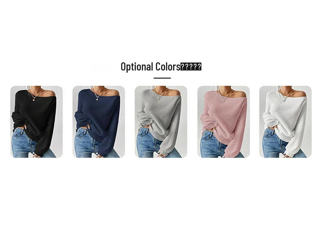 Autumn/Winter Off-Shoulder Knit Sweater - Loose Fit, Pure Color, Casual Style