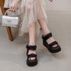 Summer thick-soled fungus lace sandals 2025 new women's open-toed cool slippers simple solid color slippers