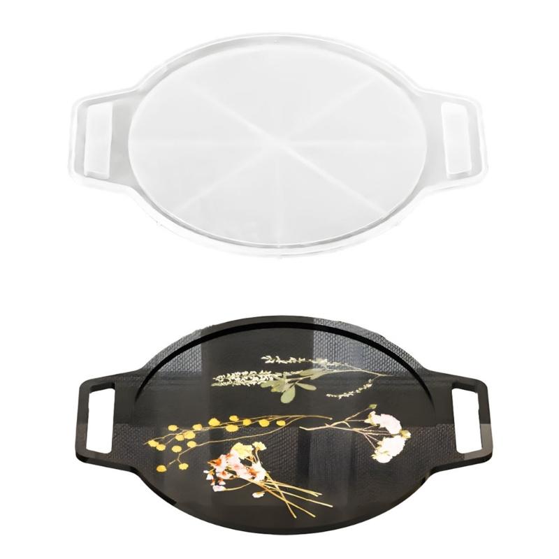 Food Grade Silicone Oval or Octagonal Handle Tray Mold Candy Serving Tray Mold for Resin Crafts and DIY Creation