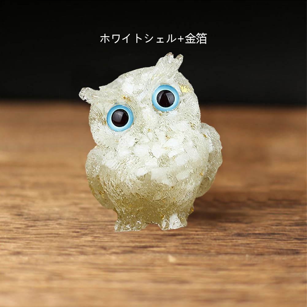 YUYAKESHI Owl Figurine, Mascot, Cute Mini Owl, Entryway, Handmade Natural Stone Resin Owl, Decorative Accessory, Tabletop Decor, Random Eye Color