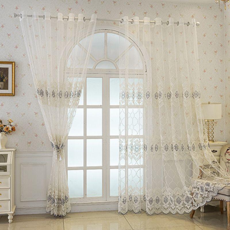 Screen Curtain European Embroidery Embroidery Window Screen Curtain Light Transmission Partition Living Room Bedroom Bay Window Balcony