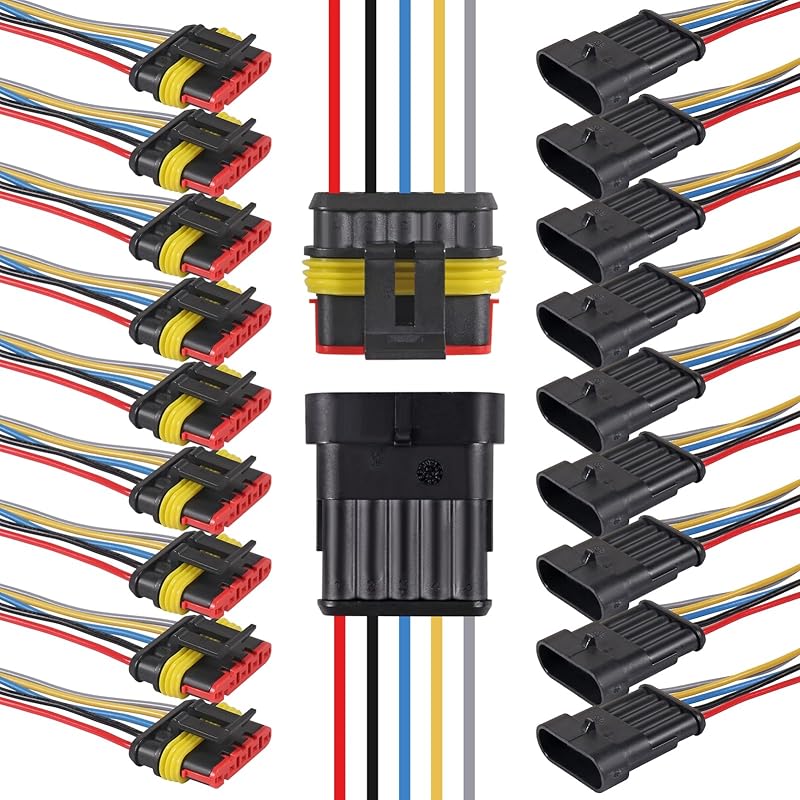 10PCS 2 Pin Way Electrical Wire Connector Waterproof Connector 2 Wire Connector 16AWG Male and Female Plug Quick Disconnect Connector for Car Truck