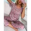 Green Little Flower Women Pajamas Sets Autumn Winter Long Sleeves Long Pants Casual Sleepwear Cozy Pyjamas Soft Pijamas Girl Pjs