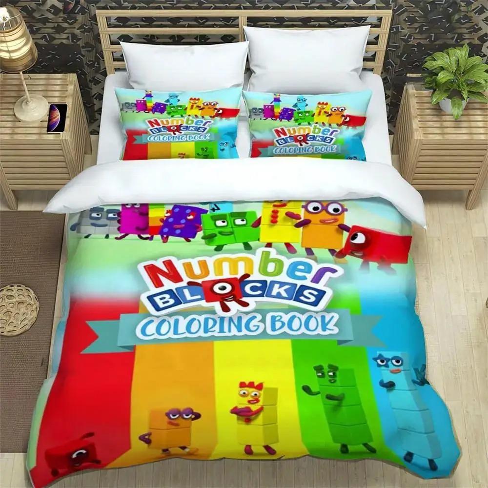 N-Zahlenblöcke Cartoon-Druck Bettwäschesets Exquisites Zubehörset Bettdeckenbezug Bettdecke Set Bettwäscheset Luxus Geburtstagsgeschenk