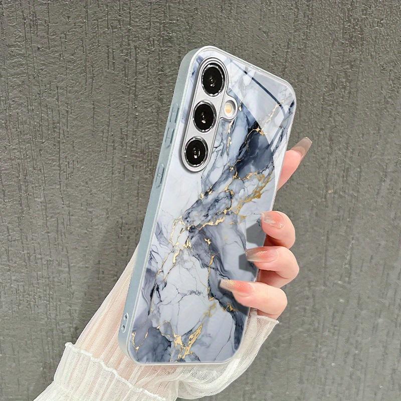 Luxury Grey‑Blue Gold‑Veined Marble Electroplated Phone Case for Samsung Galaxy S26 S25 S24 S23 Ultra S22 Ultra S20 Ultra