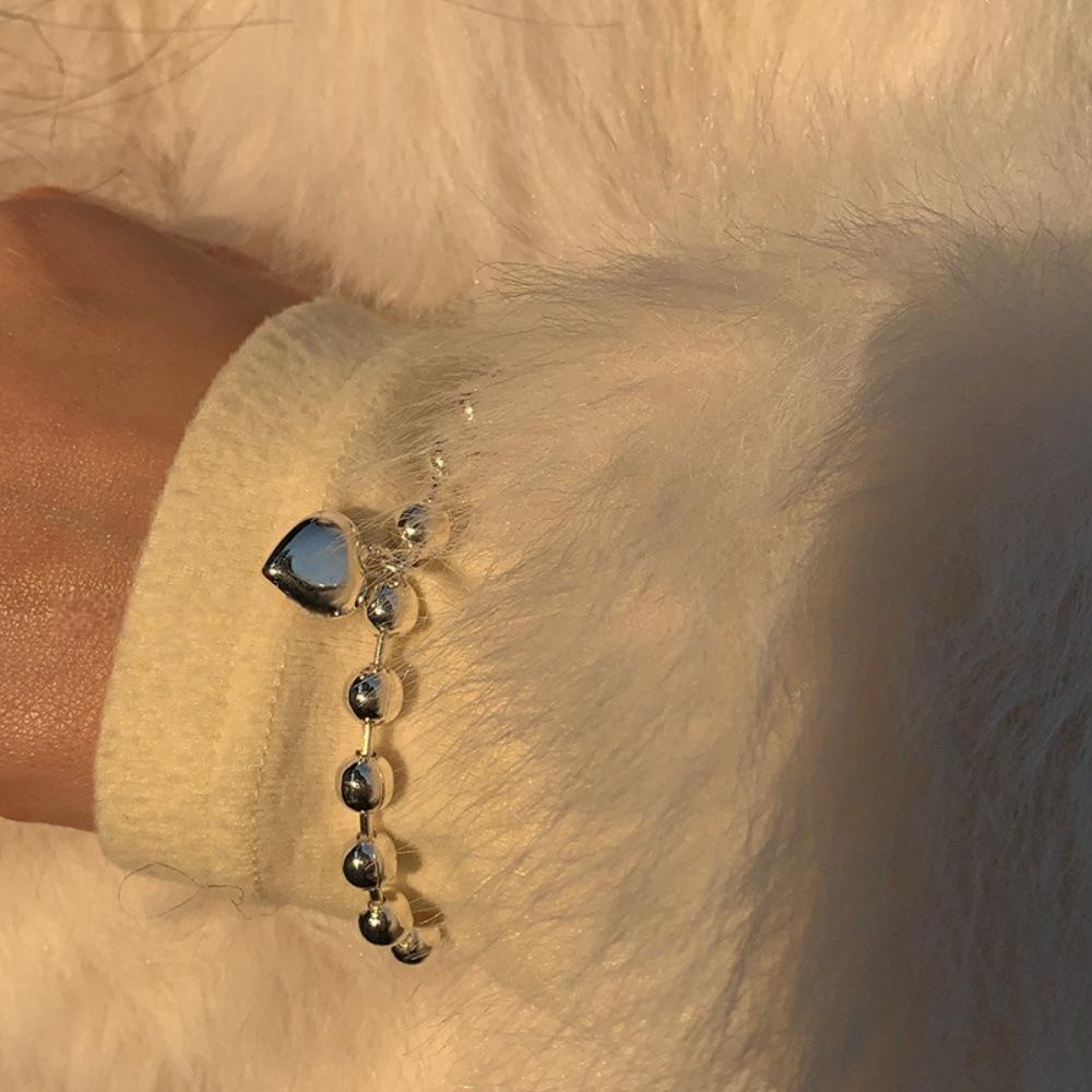 Round Bead Love Bracelet 925 Sterling Silver Simple Cold Wind Temperament Bracelet ins Niche Design Jewelry