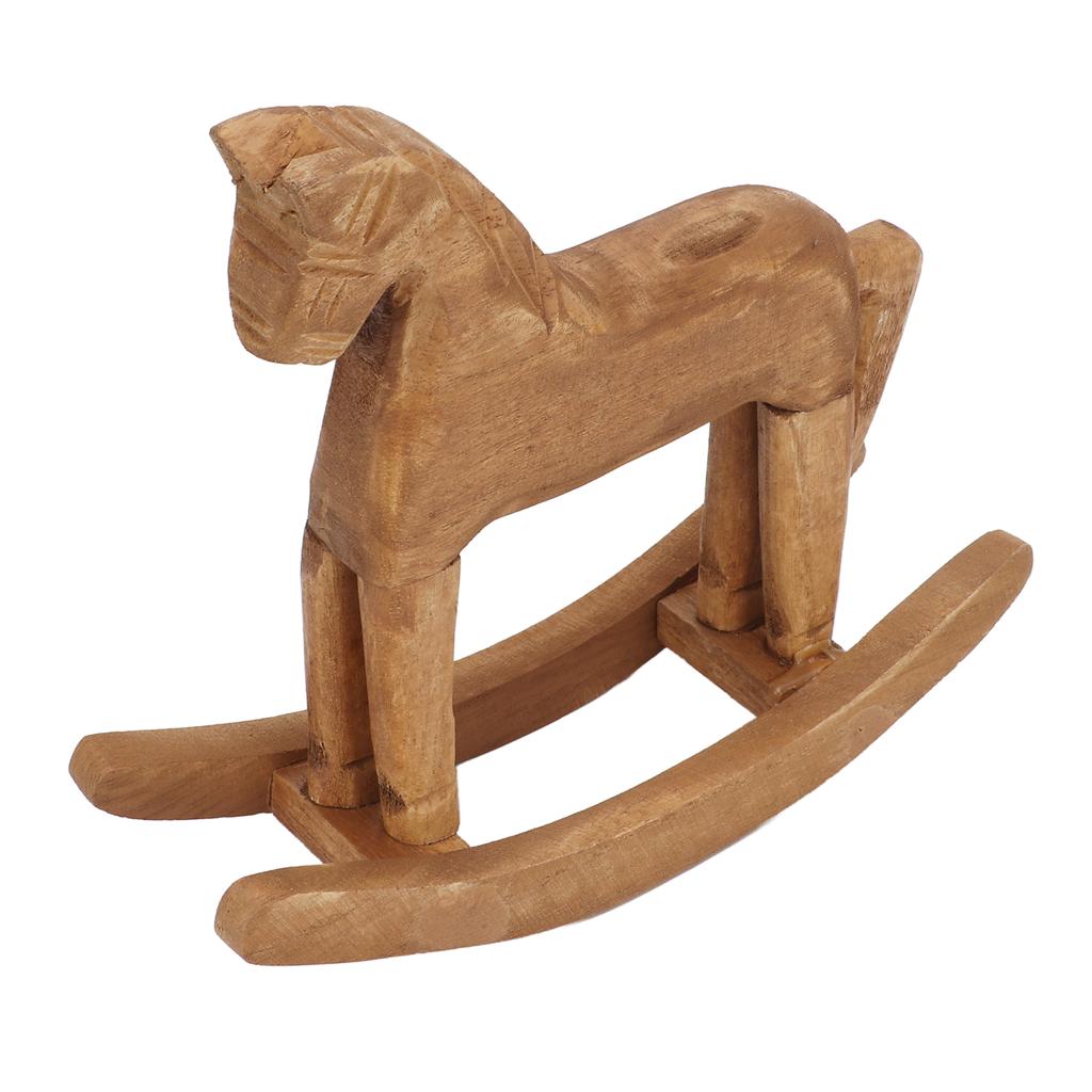 Rocking Horse Decor Handcrafted Pine Horse Ornaments Wooden Horse Toy for Bedside Table Bookrack