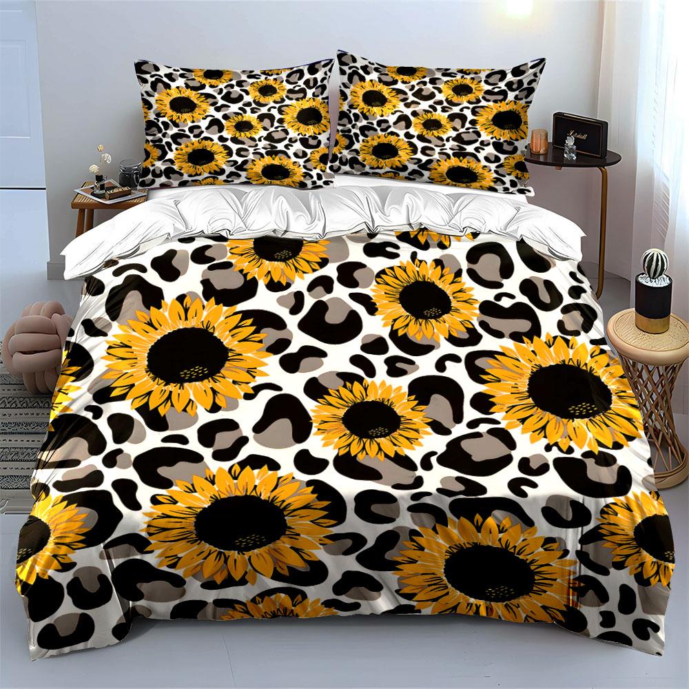 Sunflower-Themed Bedding Set For Bedrooms Exquisite Three-Piece Bedding Set Gift For Kids And Adults