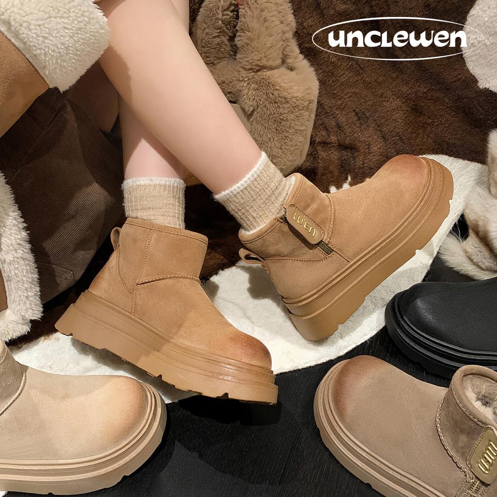 Snow boots cotton shoes 2025 winter new velvet thickened northeast thick-soled non-slip zipper women's boots flat-soled short boots