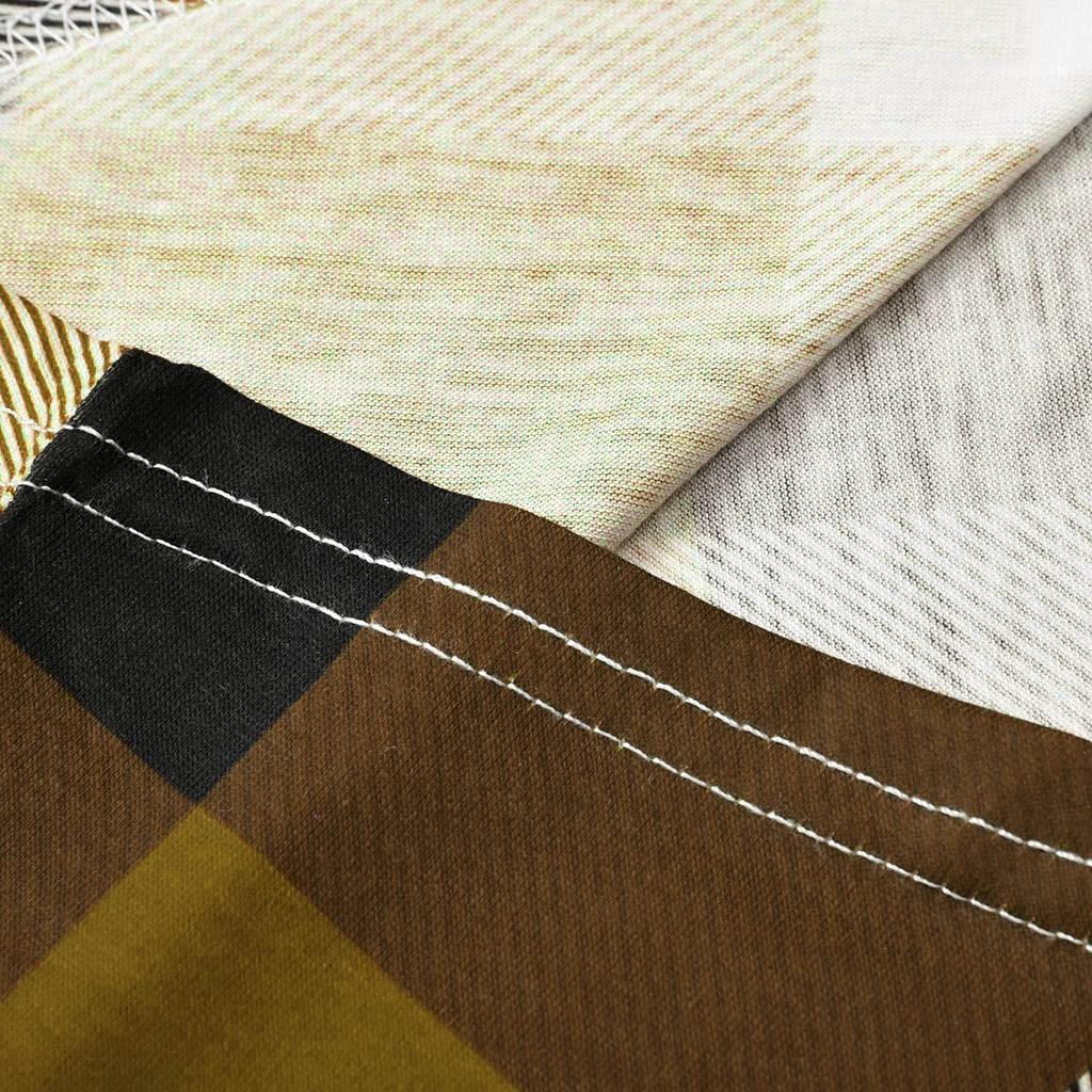 Maglietta a maniche lunghe da donna, casual, con scollo a V, a quadri, aderente, lunga