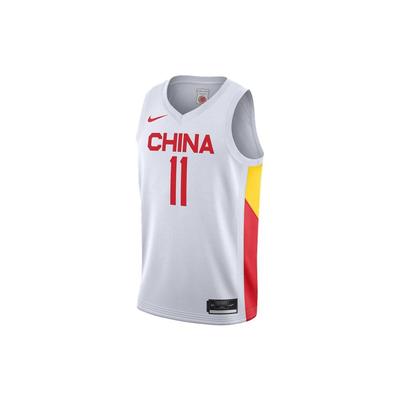 Sleeveless Contrast Sports Jersey, China Team, Yi Jianlian No. 11 Home Basketball Vest Men Tops White CZ4255-101