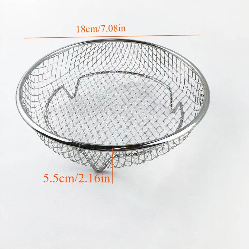 304 Stainless Steel Air Fryer Rack for Grilling, Dehydrating, and Baking - One-Layer Fruit & Vegetable Draining Net