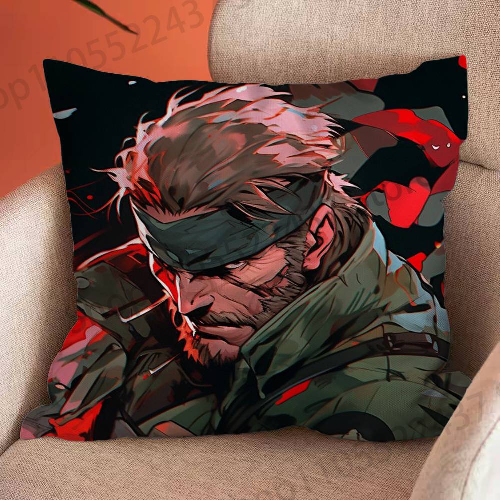 Game MMetal GGear Solid Snake Cartoon Printing Pillowcase Customized Pillow Cover for Sofa Home Decor