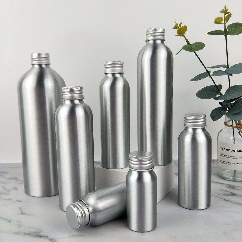 with Screw Cap Aluminum Bottle 30ml-500ml Travel Bottles Portable Silver Aluminum Cans  Shower Gel