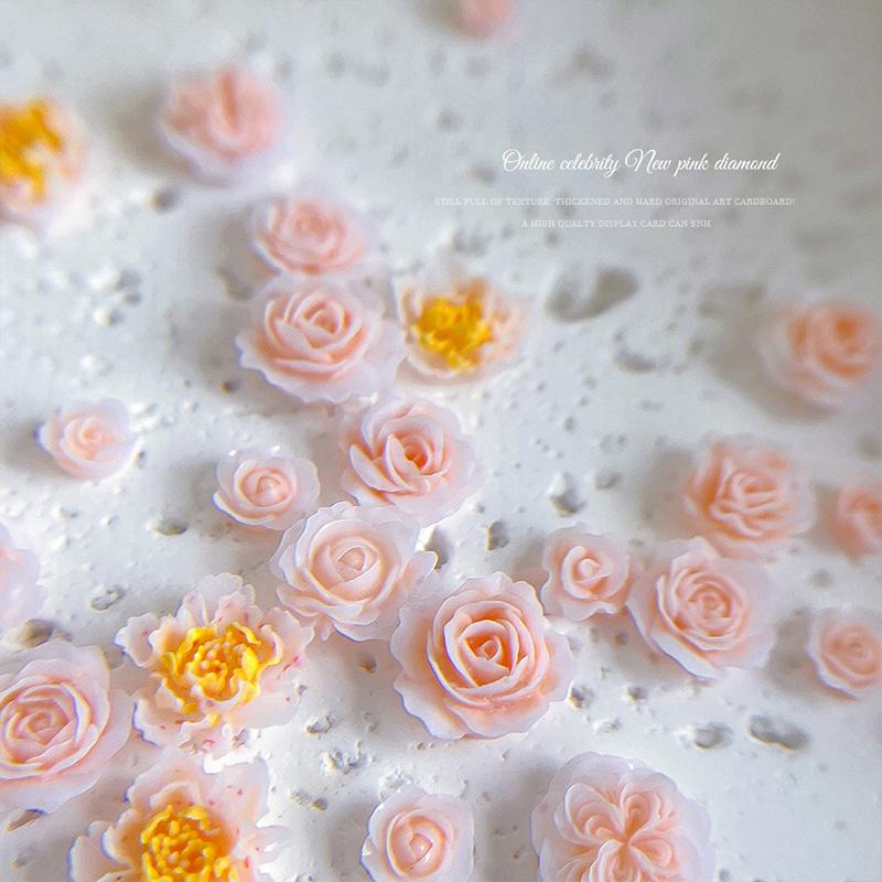 100Pcs Nail Art Mini Flower Resin Gem Stones Diy Nail Crafts 3D Stickers For Gel Polish Nail Accessories Multi-Colors Rose