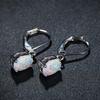 Round Opal Teardrop Dangle Earrings Retro Style Gem Crystal Eardrops Round Created Gemstones Drop Earrings