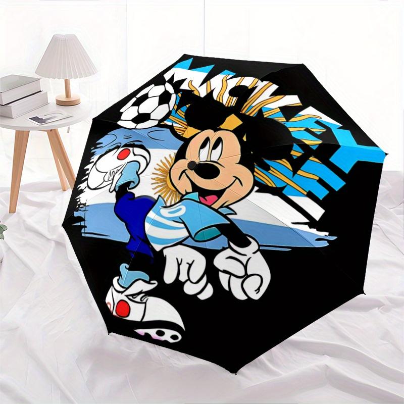 

1pc Mickey Mouse Football Adventure Automatic Open/CloseUmbrella-CuteUmbrella with Cute Design, Portable 3-Fold Compact Umbrella for Men & W