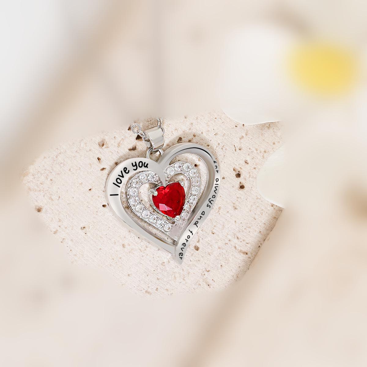 Twelve Star Peach Heart Necklace for Women - Blackened European Heart-to-Heart Design