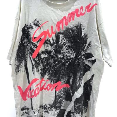 Vintage 90s SUMMER VACATION Beach Photography Photo Print Allover T Shirt Size XXL