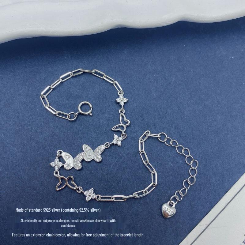 Butterfly S925 Silver Bracelet - Exquisite Light Luxury Jewelry Gift for Women