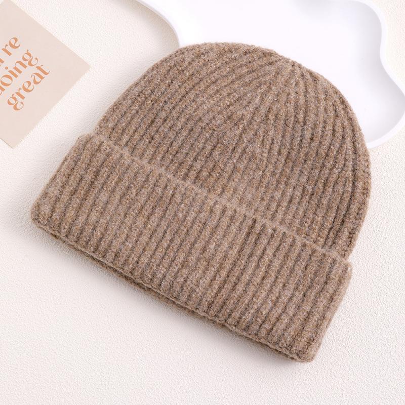 Solid Color Wool Hat Autumn and Winter Thickened Warm Knitted Hat Fashionable Versatile Cold Hat Simple Pullover Brimless Warm Hat