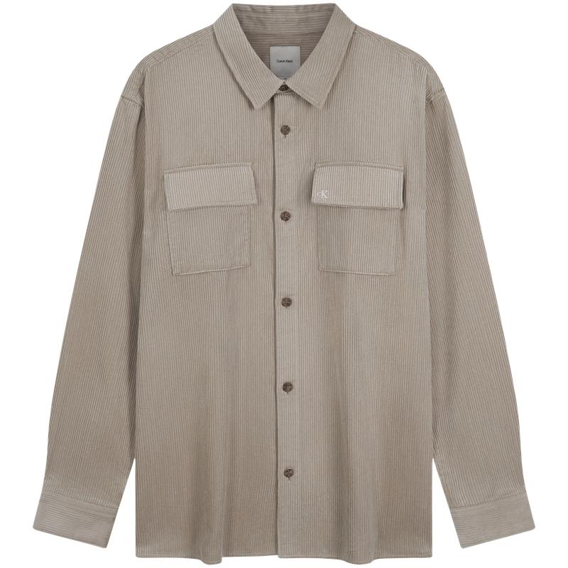 Calvin Klein Casual Cotton Vintage Patch Pocket Embroidered Corduroy Shirt Men shirts 4LD184G