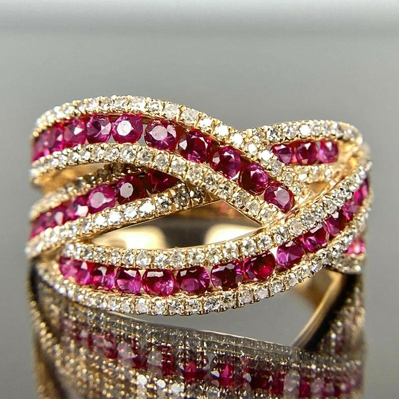 

Huitan Gorgeous Gold Color Cross Ring Female Party Zircon with Bright Zirconia Crystal Fashion Women Luxury Finger Accessories 7