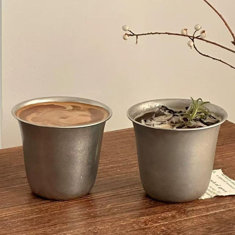 Stainless Steel Coffee Mug 300Ml Retro Style Cup Travel Tumbler Coffee Jug Milk Tea Cups Office Beer Mugs Cold Drinks Drinkware