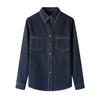 Women's Velvet-Lined Denim Shirt Jacket - Spring 2026 Topstitch Design