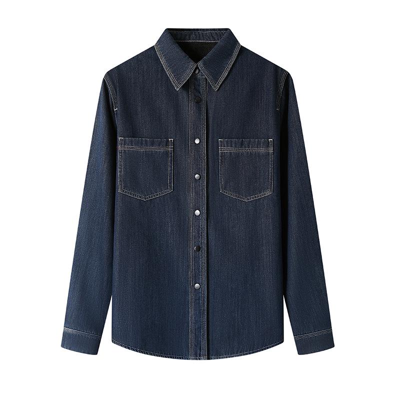 Women's Velvet-Lined Denim Shirt Jacket - Spring 2026 Topstitch Design