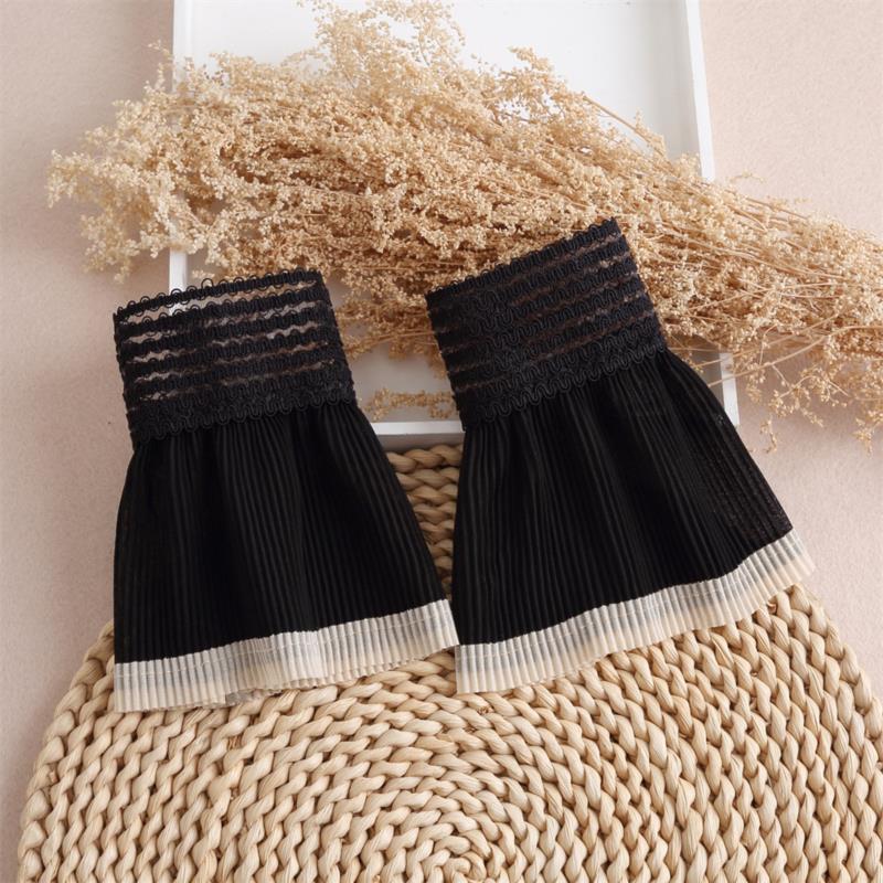 Fake Cuff Sleeve Women White Female Lace Pleated Flare Sleeve Detachable False Cuffs Ruffles Wristband Decorative Accessory