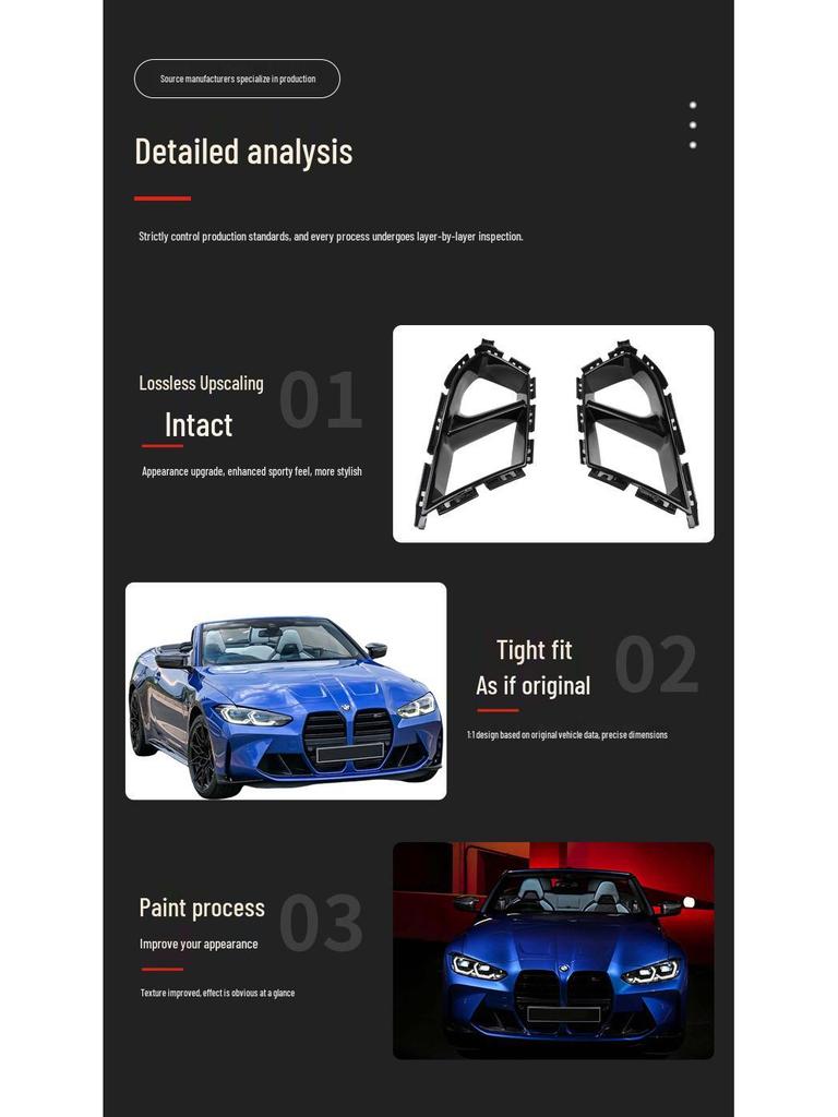 BMW M3/M4 G80 G82 Přední nárazník Sání vzduchu Rámeček mlhového světla Dekorace větracího otvoru